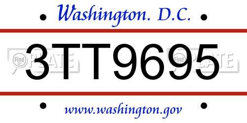 3TT9695 District Of Columbia License Plate