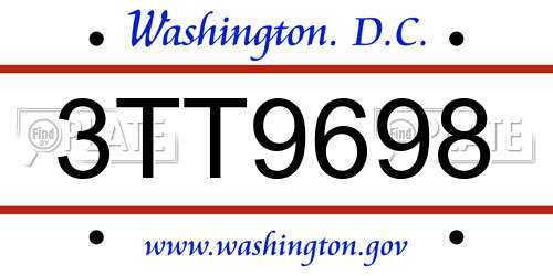 3TT9698 District Of Columbia License Plate