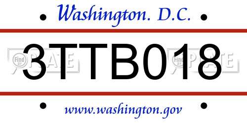 3TTB018 District Of Columbia License Plate