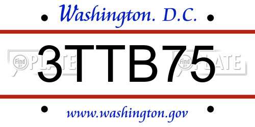 3TTB75 District Of Columbia License Plate