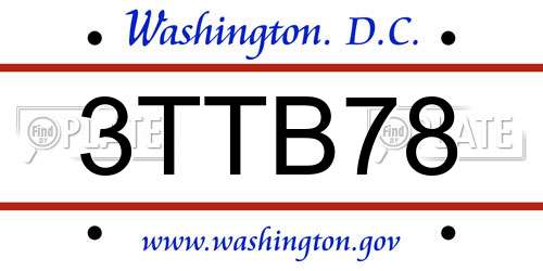 3TTB78 District Of Columbia License Plate