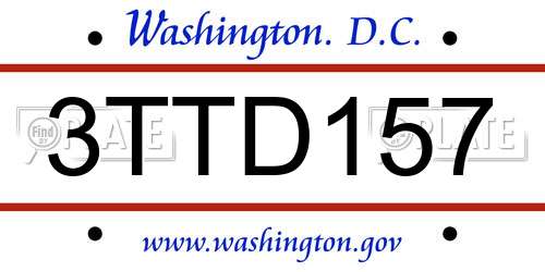 3TTD157 District Of Columbia License Plate