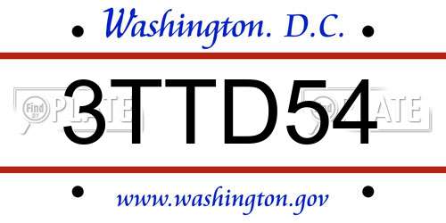 3TTD54 District Of Columbia License Plate