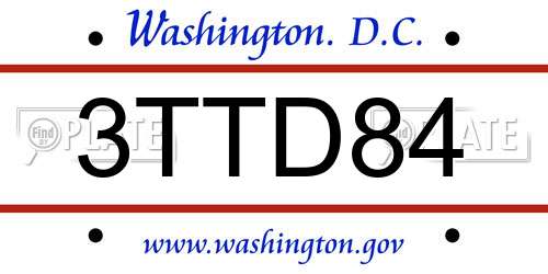 3TTD84 District Of Columbia License Plate