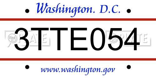 3TTE054 District Of Columbia License Plate