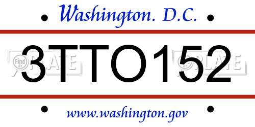 3TTO152 District Of Columbia License Plate