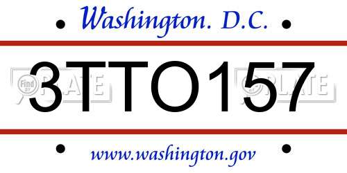 3TTO157 District Of Columbia License Plate