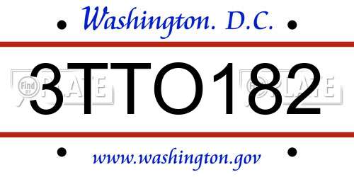 3TTO182 District Of Columbia License Plate