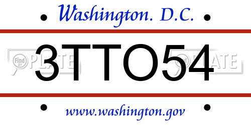 3TTO54 District Of Columbia License Plate