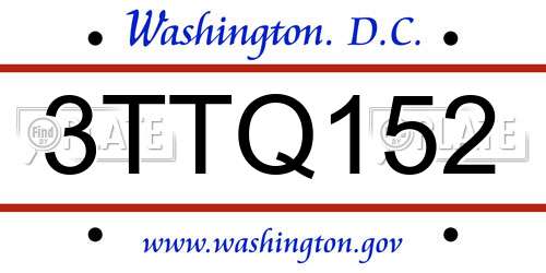 3TTQ152 District Of Columbia License Plate