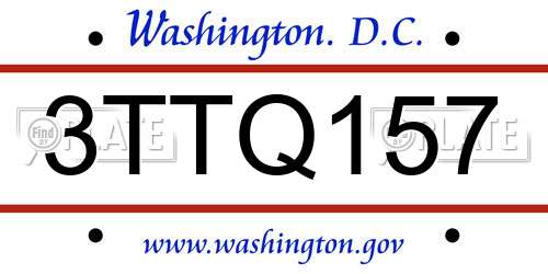 3TTQ157 District Of Columbia License Plate