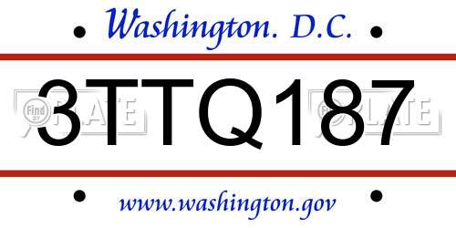 3TTQ187 District Of Columbia License Plate