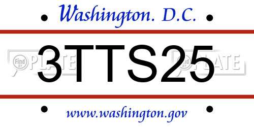 3TTS25 District Of Columbia License Plate