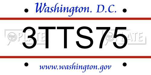 3TTS75 District Of Columbia License Plate