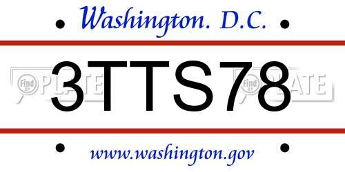 3TTS78 District Of Columbia License Plate