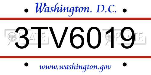 3TV6019 District Of Columbia License Plate