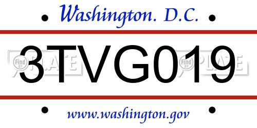 3TVG019 District Of Columbia License Plate
