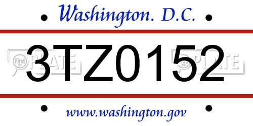3TZ0152 District Of Columbia License Plate