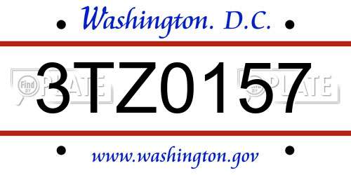 3TZ0157 District Of Columbia License Plate