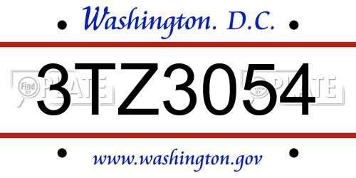 3TZ3054 District Of Columbia License Plate