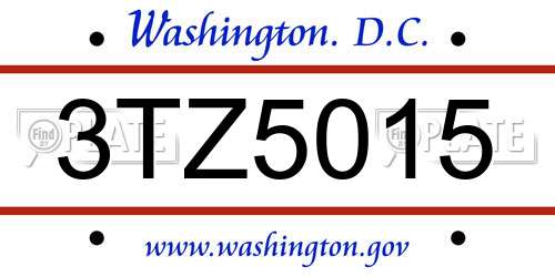 3TZ5015 District Of Columbia License Plate