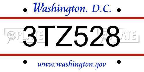 3TZ528 District Of Columbia License Plate
