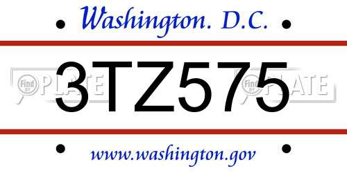 3TZ575 District Of Columbia License Plate