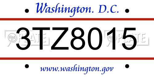 3TZ8015 District Of Columbia License Plate
