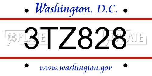 3TZ828 District Of Columbia License Plate