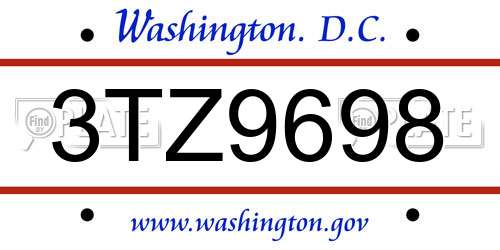 3TZ9698 District Of Columbia License Plate