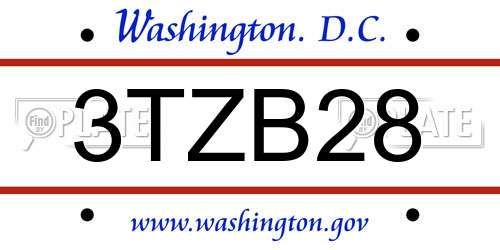 3TZB28 District Of Columbia License Plate