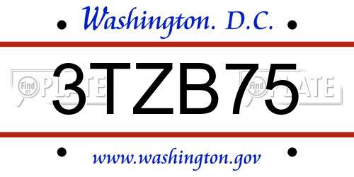 3TZB75 District Of Columbia License Plate