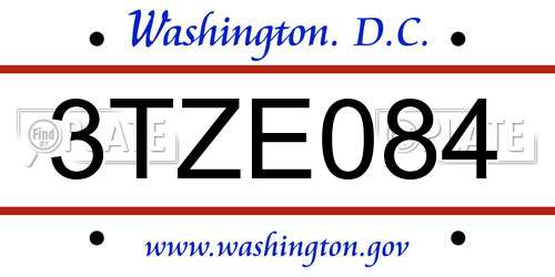 3TZE084 District Of Columbia License Plate
