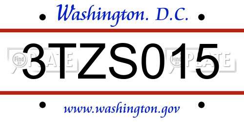 3TZS015 District Of Columbia License Plate