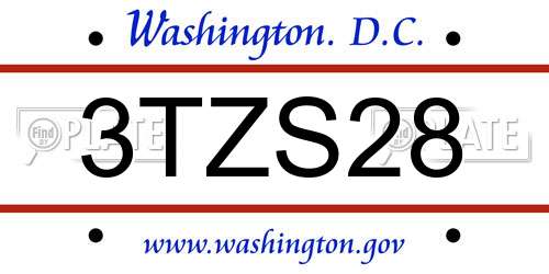 3TZS28 District Of Columbia License Plate