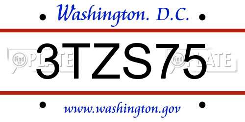 3TZS75 District Of Columbia License Plate