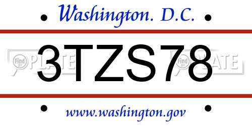 3TZS78 District Of Columbia License Plate