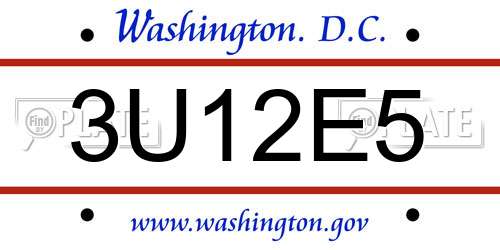 3U12E5 District Of Columbia License Plate