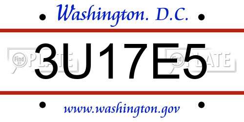 3U17E5 District Of Columbia License Plate