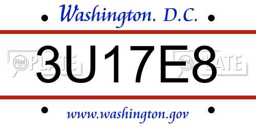 3U17E8 District Of Columbia License Plate