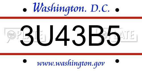 3U43B5 District Of Columbia License Plate