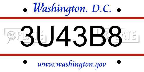 3U43B8 District Of Columbia License Plate