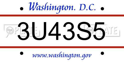 3U43S5 District Of Columbia License Plate