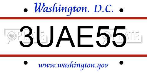 3UAE55 District Of Columbia License Plate