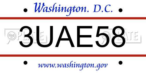 3UAE58 District Of Columbia License Plate