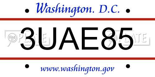 3UAE85 District Of Columbia License Plate