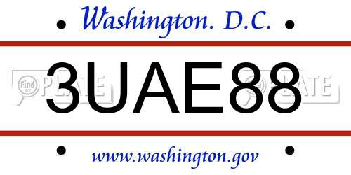 3UAE88 District Of Columbia License Plate