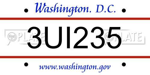 3UI235 District Of Columbia License Plate