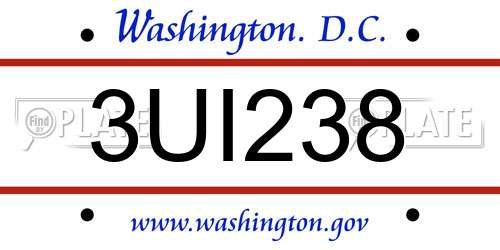 3UI238 District Of Columbia License Plate
