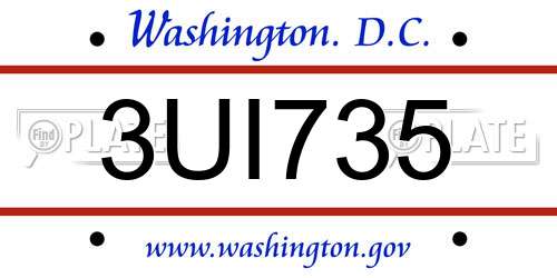 3UI735 District Of Columbia License Plate